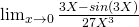 \lim_{ x\to 0 }\frac{3X-sin(3X)}{27X^3}